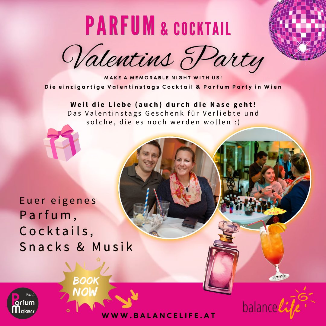 Valentinstag Parfum Workshop und Party Wien 2027 | Dein eigener Duft & Party Drinks | die Geschenkidee