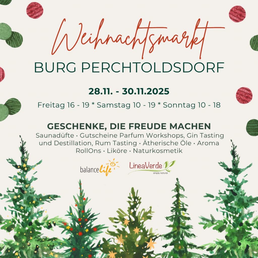 Einladung zum Weihnachtsmarkt 2025 in Perchtoldsdorf und Kaltenleutgeben 3 BalanceLife und LineaVerde Weihnachtsmarkt Perchtoldsdorf 2025
